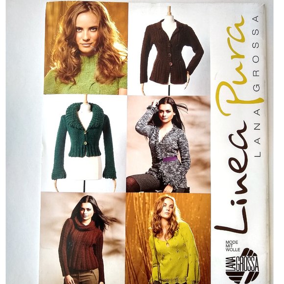 Linea Pura #2 Sweaters Knitting Pattern Book Lana Grossa 15 Designs Fall-Spring - Picture 3 of 12